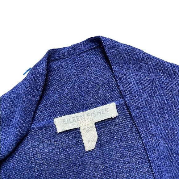 NWOT Eileen Fisher Blue Cardigan Sweater Open Front Size Petite Medium - Picture 3 of 3